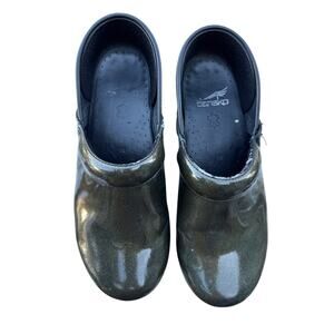 Dansko Women Leather Mary Jane Clogs Mule Shoes 38 EU 8 US Green Shimmer